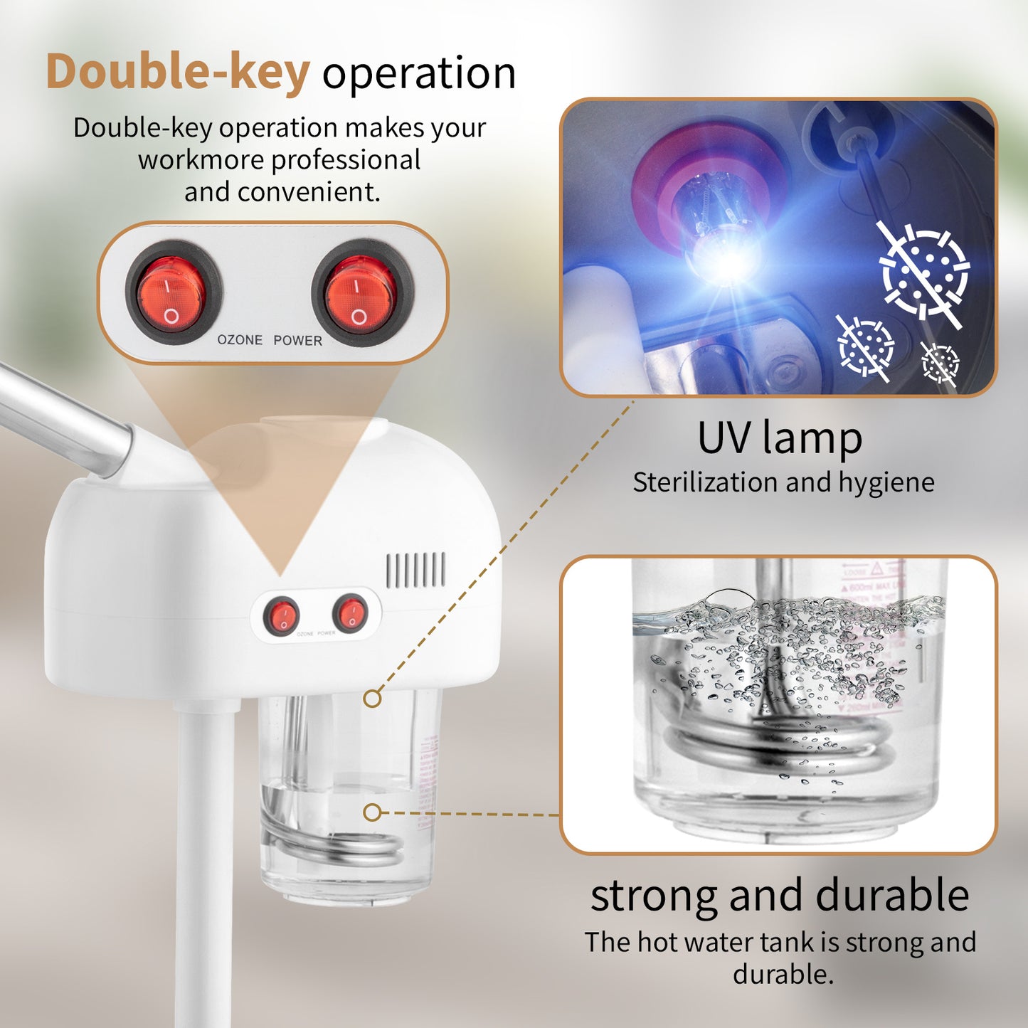 ABS Shell PC Water Cup Cross Iron Pin With 3x Magnifying Glass White Spray Machine